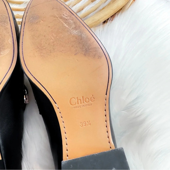 Chloe Black Leather Lumi Block Heel Zip Pumps Silver Zippers Loafer Chunky - Picture 11 of 13